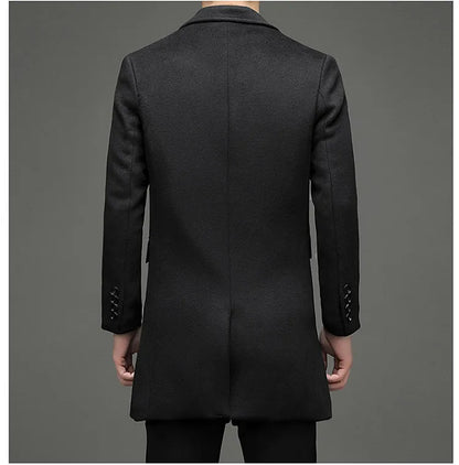 Abrigo de lana de invierno COMXZ 2025 para hombre, estilo retro, grueso, de cachemir, ropa urbana coreana, ligero, de lujo, con mezcla de lana.