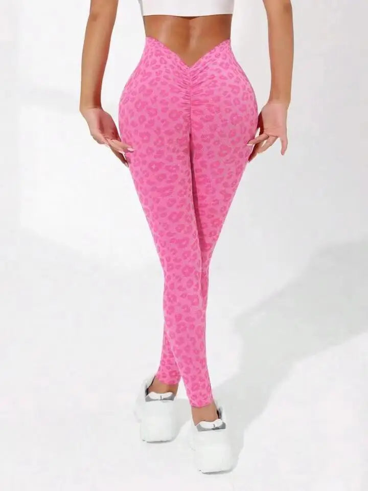 Leggings de nailon para gimnasio, yoga, espalda en V, efecto push-up en glúteos, ciclismo, fitness, ropa deportiva para entrenamiento.