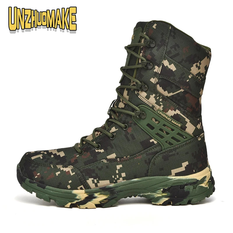 Botas tácticas de camuflaje para hombre, impermeables, para trabajo, seguridad, montañismo, botines, botas para exteriores.