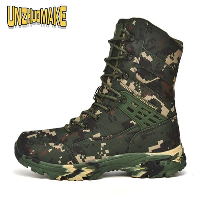 Botas tácticas de camuflaje para hombre, impermeables, para trabajo, seguridad, montañismo, botines, botas para exteriores.