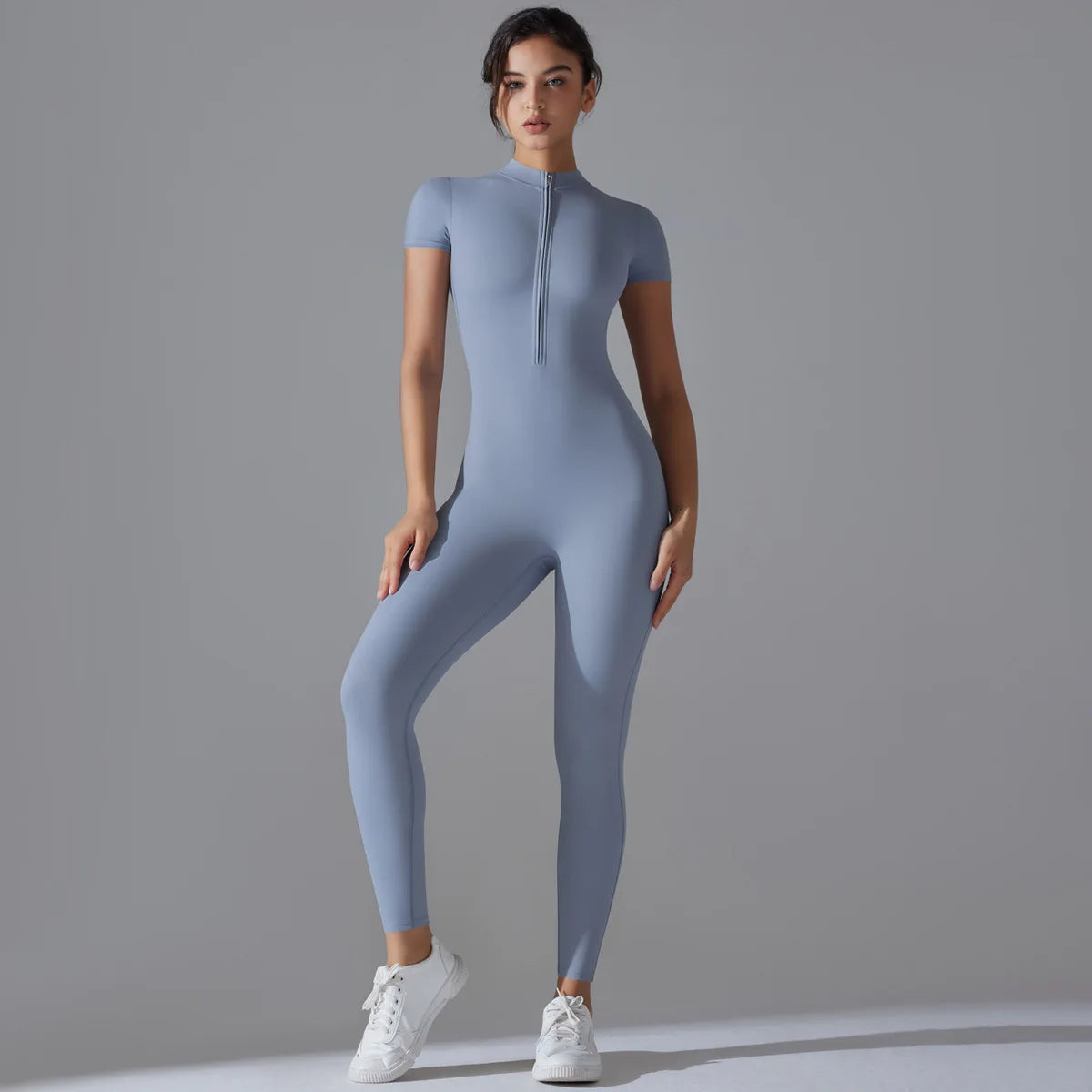 Women Zipper Bodysuits Fitness Sports Bodysuit Yoga Suit Breathable Quick Drying Sports Yoga Clothing Women Gym Push Up Workout