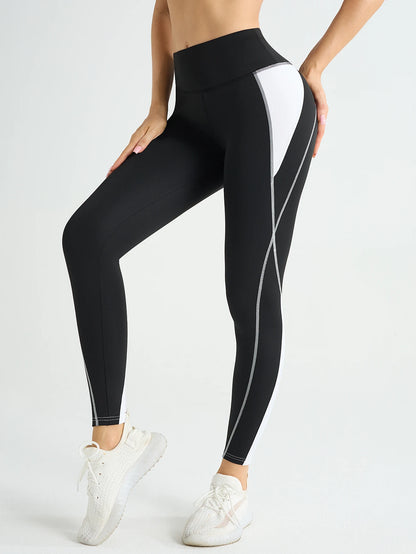 Leggings de yoga multicolor de cintura alta con diseño moldeador de abdomen, ideales para gimnasio, deportes y correr. Pantalones de yoga elásticos en cuatro direcciones.
