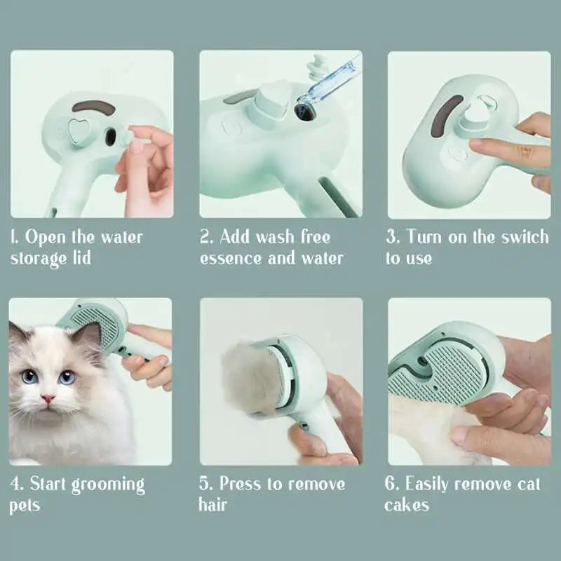 Cepillo de vapor caliente para gatos con spray para perros, cepillo de masaje con vapor para mascotas, peine depilatorio, peine de masaje con vapor para perros y gatos de pelo largo