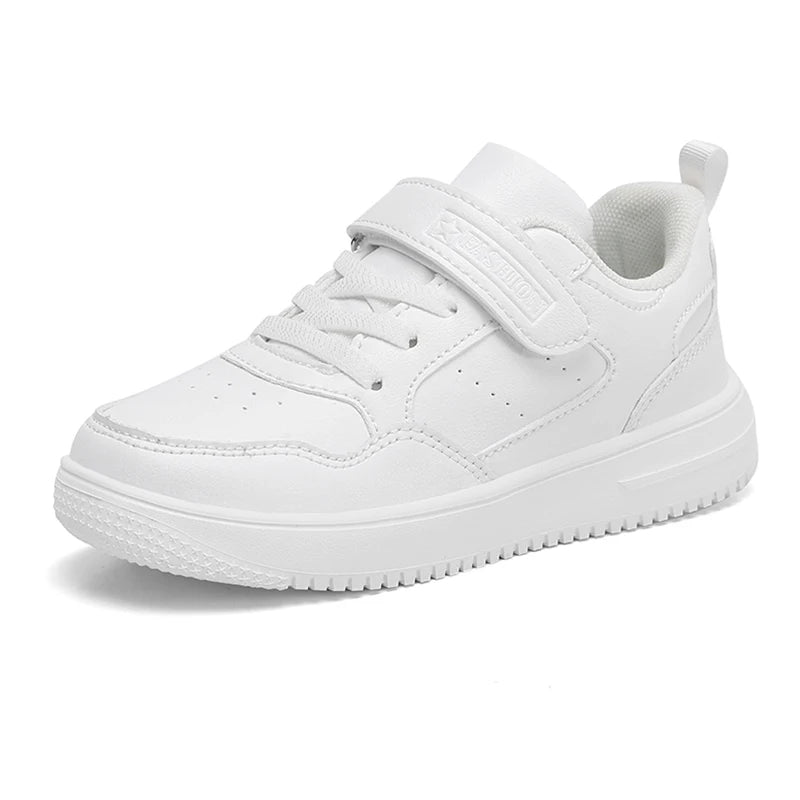Zapatillas deportivas para niños, zapatos casuales para niños, zapatos planos de cuero negro para caminar para estudiantes, calzado deportivo ligero antideslizante para niñas, calzado de tenis