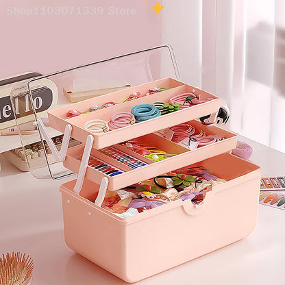 Caja de almacenamiento de accesorios para el cabello para niños, cuerda para la cabeza de bebé, horquilla, banda de goma, organizador de joyas para la cabeza, linda caja de joyería para niña