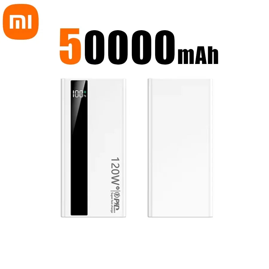 Banco de energía Xiaomi de 500.000 mAh, 120 W, carga ultrarrápida, batería externa de alta capacidad, cargador portátil para iPhone y Samsung.