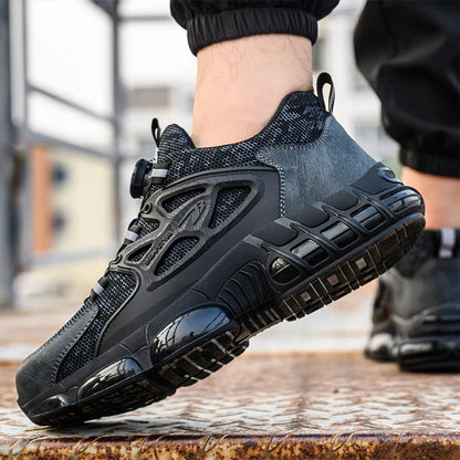 Zapatos de seguridad tipo zapatillas ligeras y transpirables con puntera de acero, diseño antiperforación, amortiguación de impactos y protección antiaplastamiento, calzado de trabajo para hombre.