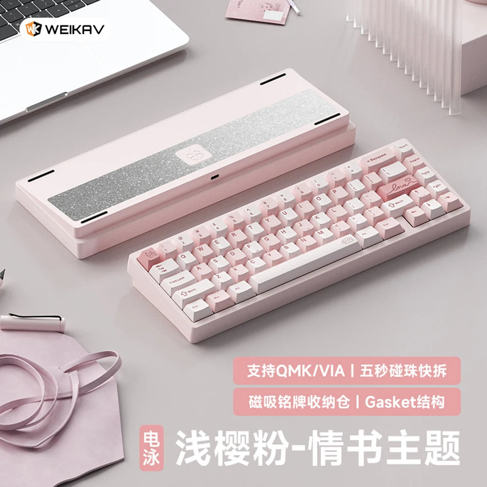 Teclado mecánico para juegos Weikav Lucky65 V2 RGB con junta intercambiable en caliente, estructura de 3 modos, aleación de aluminio, accesorio para PC