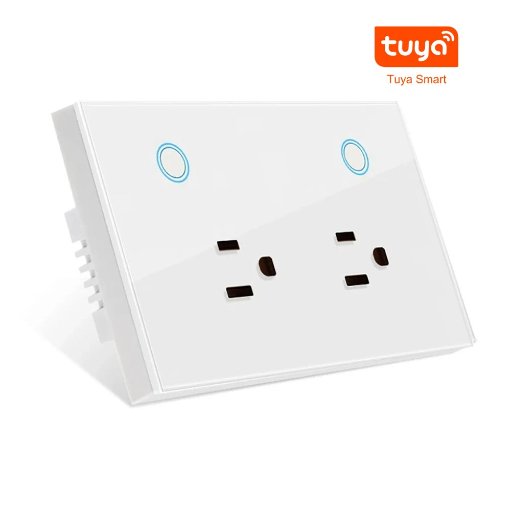 Enchufe inteligente de pared Melery WIFI Tuya (enchufe eléctrico estadounidense) con monitor de potencia, interruptor táctil, control remoto por voz mediante aplicación, compatible con Alexa y Google Home.