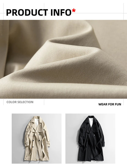 Chaquetas de hombre, abrigos de primavera para hombre, gabardinas, abrigos tipo streetwear, cortavientos, abrigos largos holgados de estilo business casual.