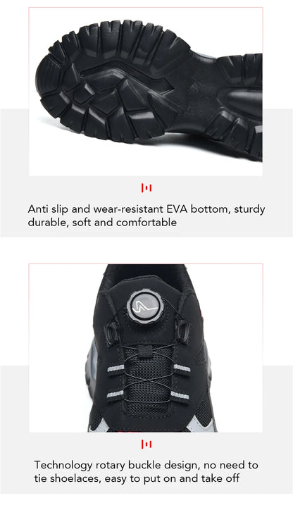 Zapatillas ligeras y transpirables con punta de acero para hombre, calzado de seguridad con protección antigolpes y antiperforación, con botones giratorios.