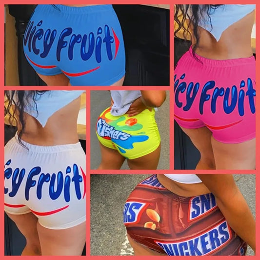 Pantalones cortos sexis de moda para mujer, con estampado de letras, informales, de cintura alta, para el Día Mundial del Deporte 2025. Oferta especial. Pantalones cortos deportivos de uso diario.