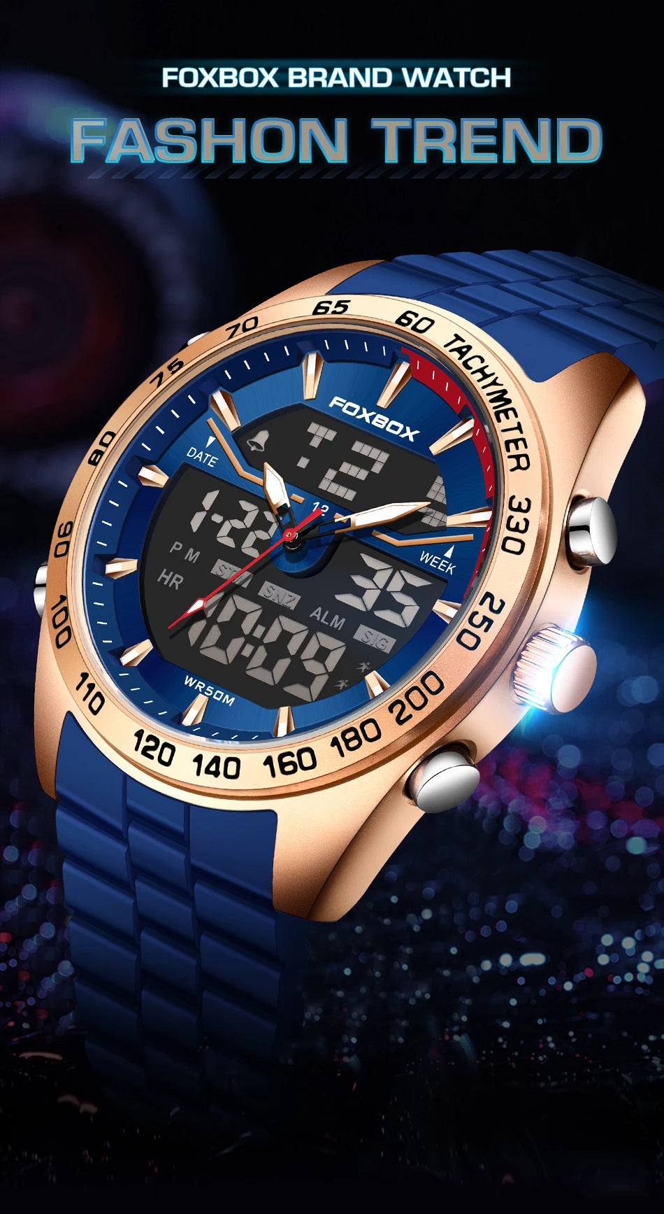 Reloj digital de lujo para hombre FOXBOX, marca superior, modelo 2026 New Business Watch, estilo militar, resistente al agua, a la moda, con movimiento de cuarzo.