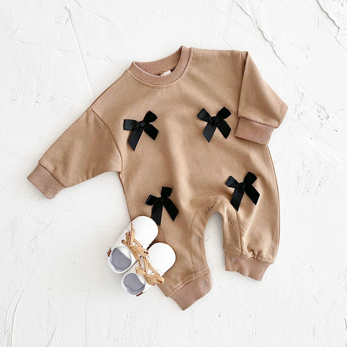 Ropa para bebé recién nacido, mono con lazo para bebé, primavera y otoño, pelele de algodón para niños pequeños de 0 a 18 meses