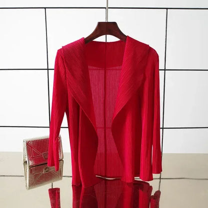 ALSEY Miyake - Cárdigan plisado de color liso para mujer, camiseta de verano, nuevas camisas y blusas holgadas, ropa estética holgada