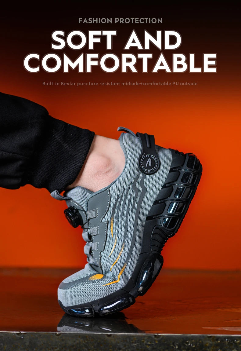 Small Size Rotary Buckle Work Safety Shoes For Men Air Soft Sole Lightweight Protective Work Sneakers Men and Women Shoes