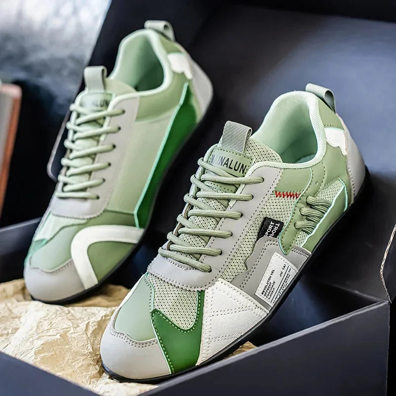 Zapatillas deportivas informales de gran tamaño para hombre, transpirables, versión mejorada, temporada de verano, estilo popular transfronterizo, planas, con cordones y hasta el tobillo.