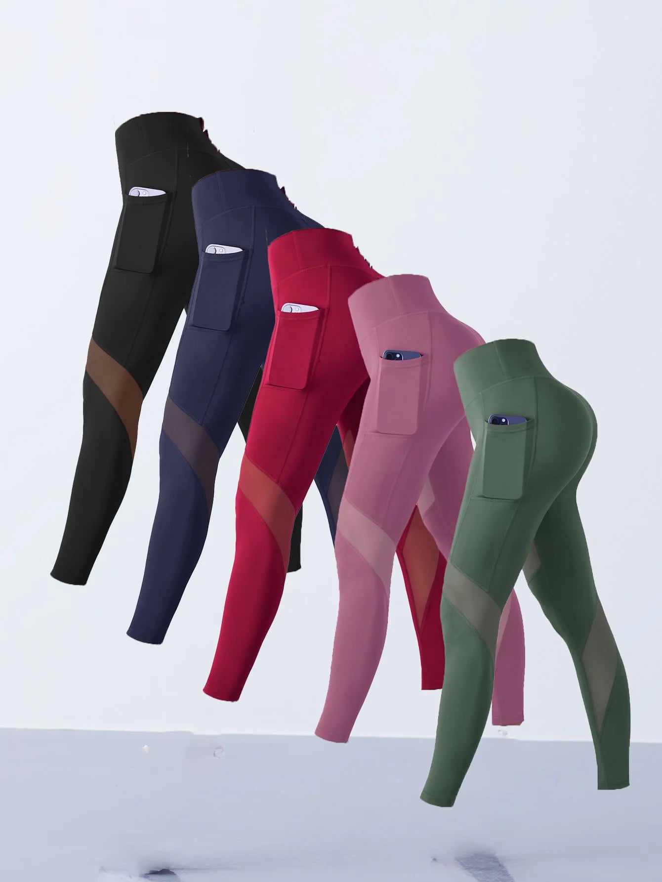 Women's Mesh Splicing Yoga Pants Shaping Leggings High Waist Tummy Control Lift Hips Running Workout Activewear Pants For Female