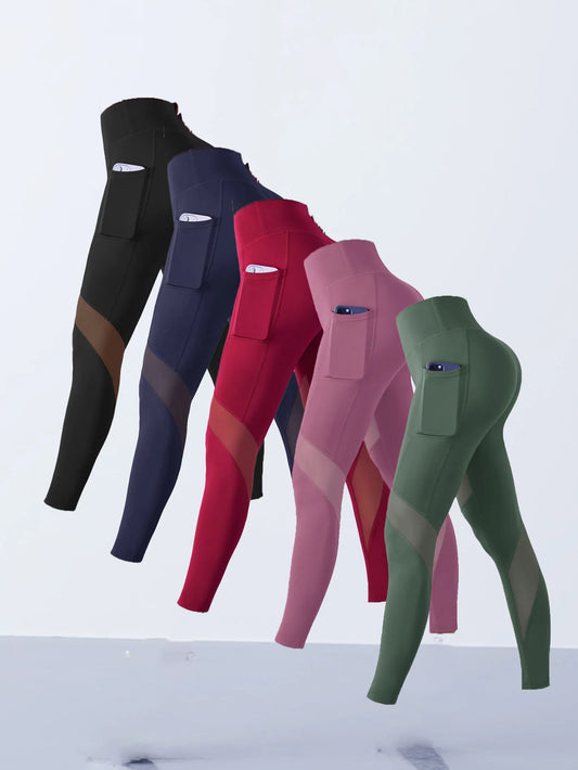 Women's Mesh Splicing Yoga Pants Shaping Leggings High Waist Tummy Control Lift Hips Running Workout Activewear Pants For Female