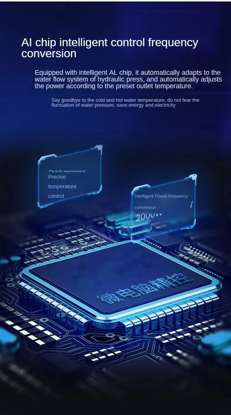 Calentador de agua eléctrico instantáneo con función de memoria, conversión de frecuencia y temperatura constante. 220 V, 4500 W.