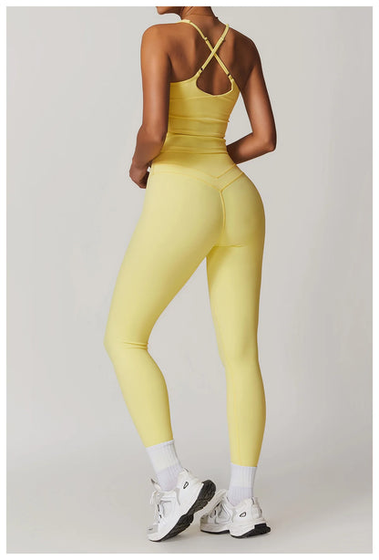 SWELTERING Conjunto de 2 piezas de ropa deportiva para mujer, conjunto de yoga, ropa deportiva para gimnasio, trajes de yoga, conjunto de fitness, chándales, sujetador deportivo, leggings para gimnasio