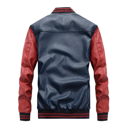 Chaquetas de cuero de béisbol delgadas de motocicleta de moda 2025 para hombre, chaqueta de cuero cálida de otoño e invierno, chaqueta de cuero de vellón de vuelo para hombre C