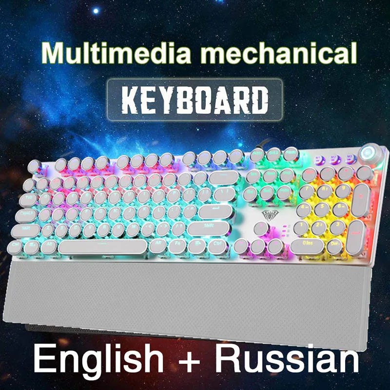 Teclado mecánico para juegos AULA F2088 de 104 teclas con cable, retroiluminado, de metal, anti-efecto fantasma, inglés, hebreo, ruso, español, árabe y coreano.