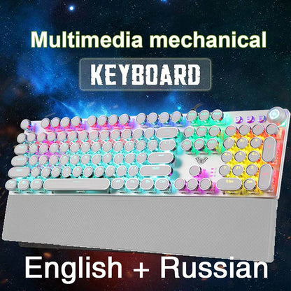 Teclado mecánico para juegos AULA F2088 de 104 teclas con cable, retroiluminado, de metal, anti-efecto fantasma, inglés, hebreo, ruso, español, árabe y coreano.