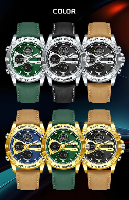 FOXBOX Relojes de lujo de moda para hombre, reloj de pulsera luminoso resistente al agua con fecha y doble horario para hombre, relojes de cuarzo para hombre, relojes masculinos