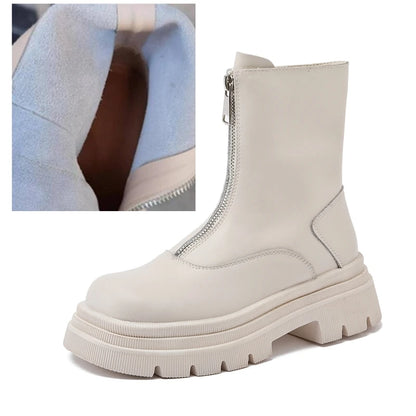 AIYUQI Women Chelsea Boots Genuine Leather 2025 New Warm Winter Boots Women Non Slip British Style Front Zipper Women Booties