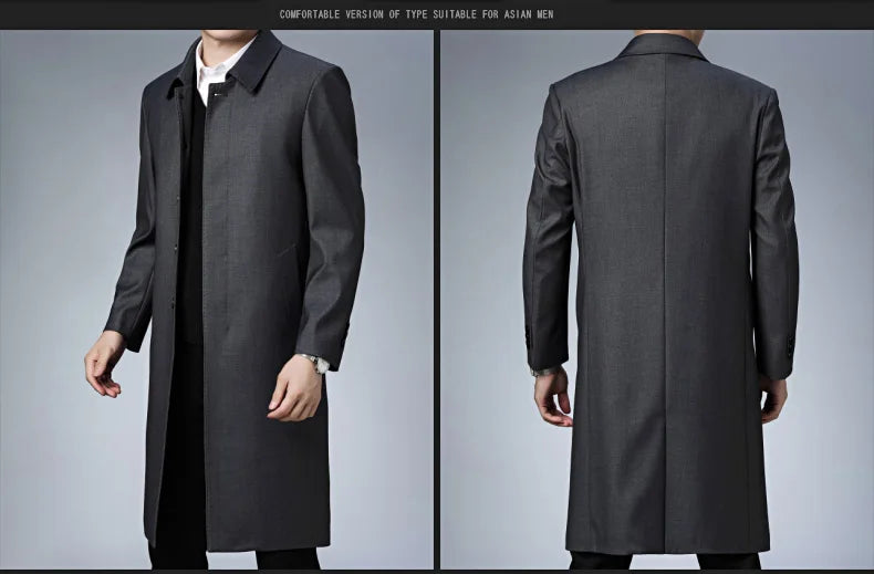 Autumn Winter Men Trench Coat Business Fashio Casual Male Jackets Slim Comfort Warm Windproof Top Trend Streetwear Outerwear New
