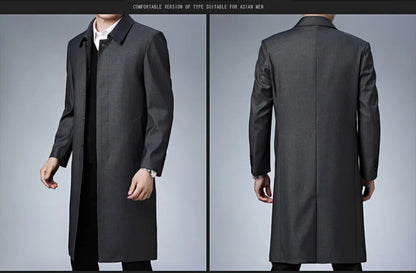 Autumn Winter Men Trench Coat Business Fashio Casual Male Jackets Slim Comfort Warm Windproof Top Trend Streetwear Outerwear New