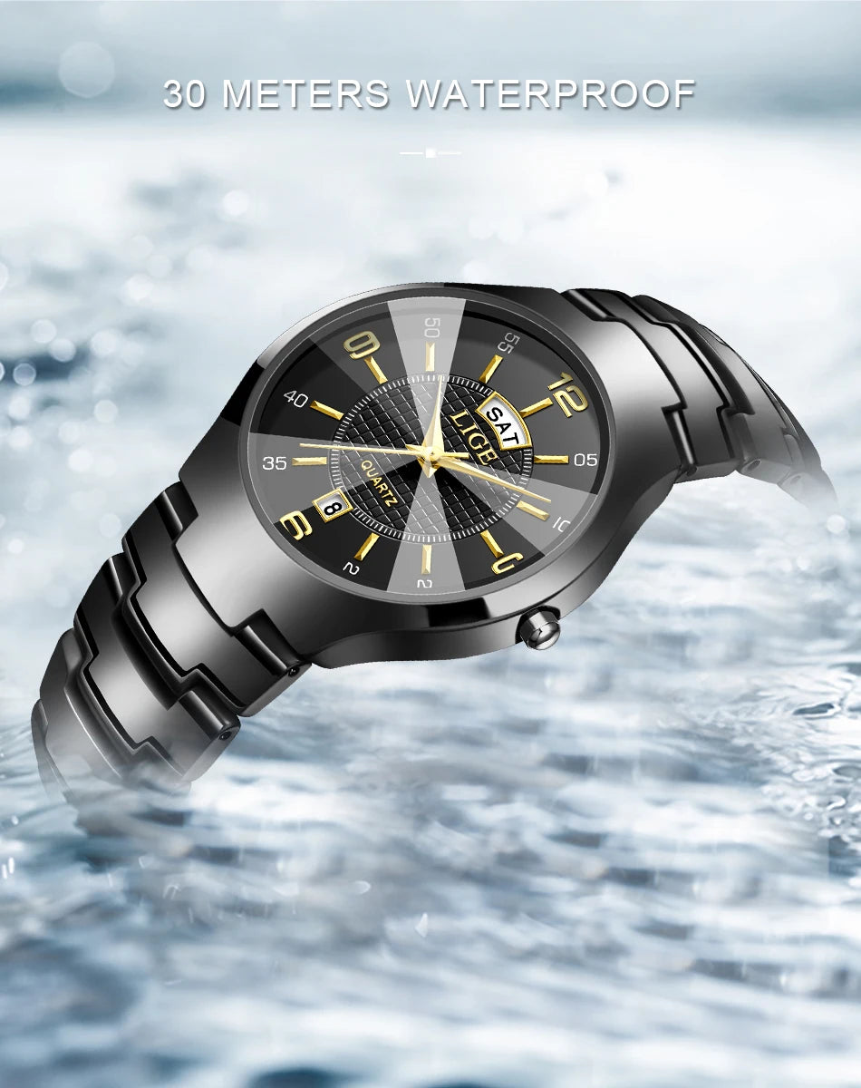 Reloj de cuarzo de cerámica de moda LIGE para mujer, reloj deportivo informal con fecha semanal, reloj creativo de acero resistente al agua para mujer