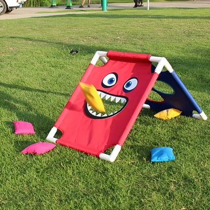 Juego de lanzamiento de sacos de arena, ideal para fiestas al aire libre, con interacción entre varias personas, incluye sacos de arena, juego familiar para el jardín.