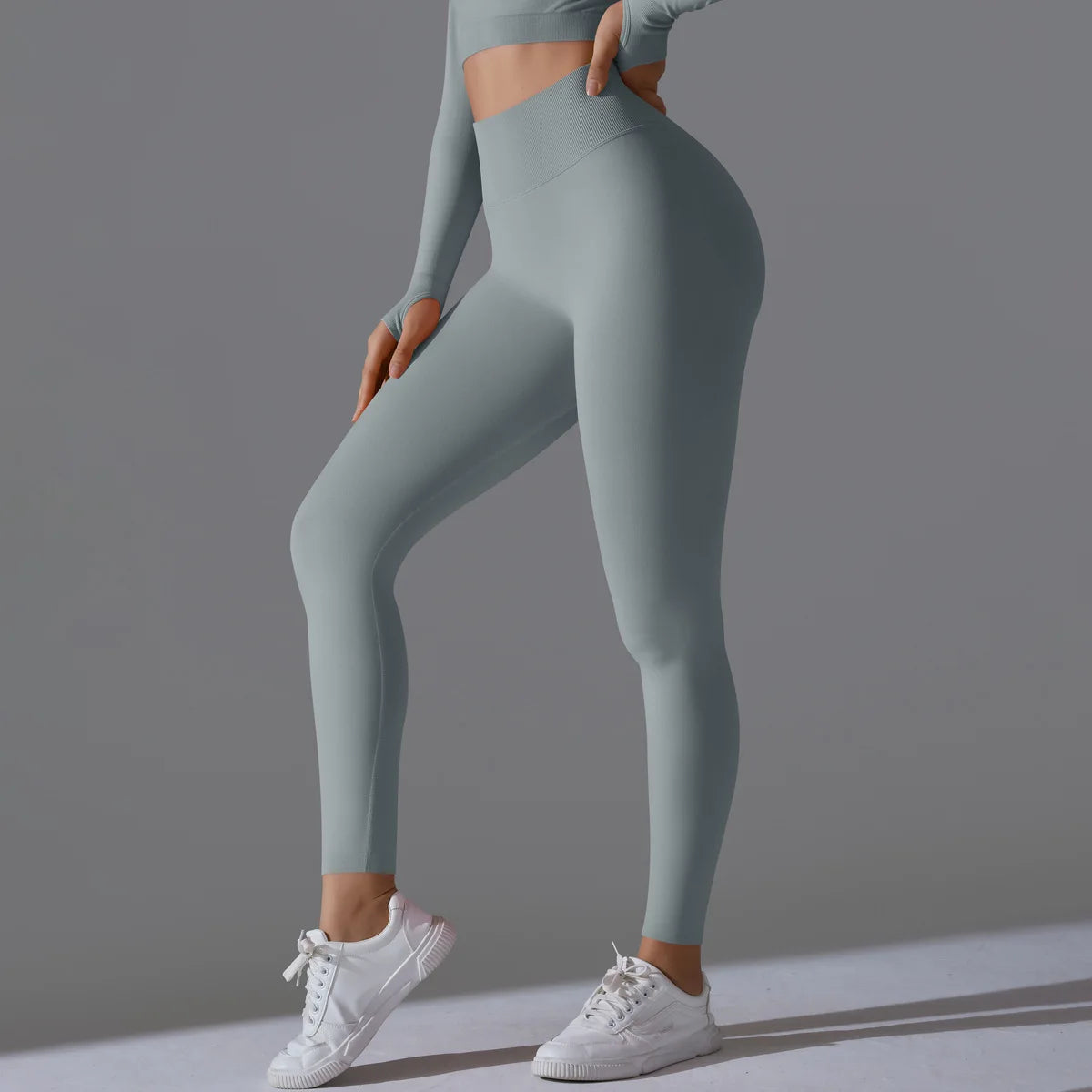 Leggings deportivos de yoga para mujer, sin costuras, cintura alta, elásticos, color sólido, para gimnasio, correr, secado rápido, realce y efecto moldeador.