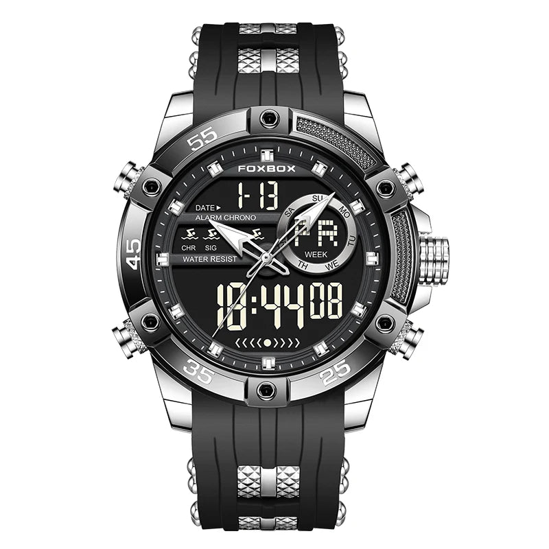 Nuevo reloj de pulsera de cuarzo original de lujo de la marca FOXBOX para hombre, reloj analógico digital resistente al agua de estilo militar a la moda para hombre