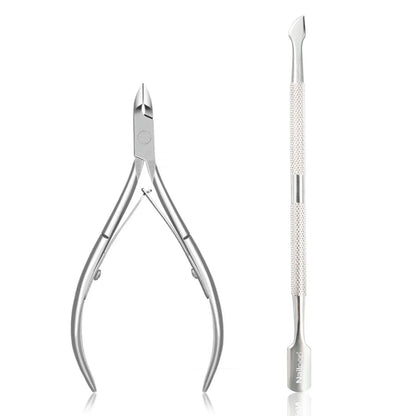Nailpop - Cortauñas profesional de acero inoxidable, tijeras, alicates, función de quitacutículas, kit de herramientas para manicura y cuidado de uñas