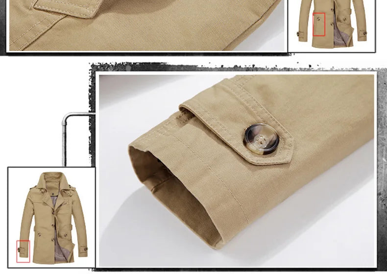 Chaqueta de algodón de hombre, entallada, con cuello de muesca y un solo botón, estilo gabardina, ideal para la oficina o para un look casual de negocios.