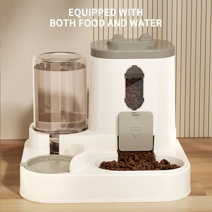 Dispensador de comida para gatos 2 en 1, agua y comida integrados, totalmente automático, dispensador de comida y agua para gatos, bonito dispensador de agua.