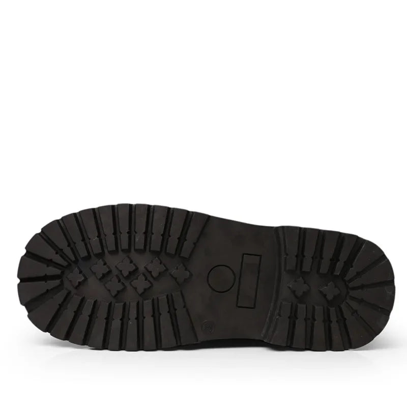 Botas altas de cuero para hombre, estilo motero, de invierno, estilo gótico punk, para hombre, estilo militar informal, para uso exterior.