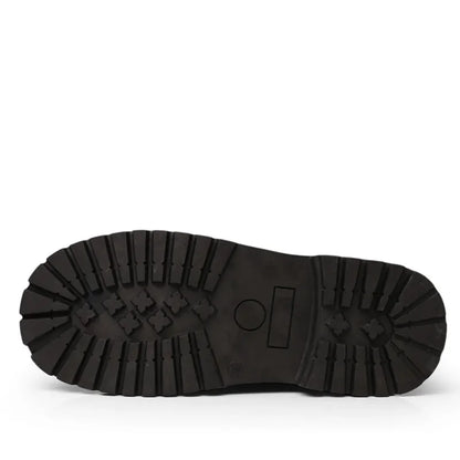 Botas altas de cuero para hombre, estilo motero, de invierno, estilo gótico punk, para hombre, estilo militar informal, para uso exterior.