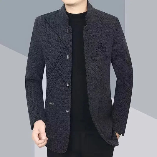 Chaqueta informal de cuello alto para hombre, de primavera, otoño e invierno, de estilo informal, de negocios, modelo fino, adecuada para verano, de origen chino.