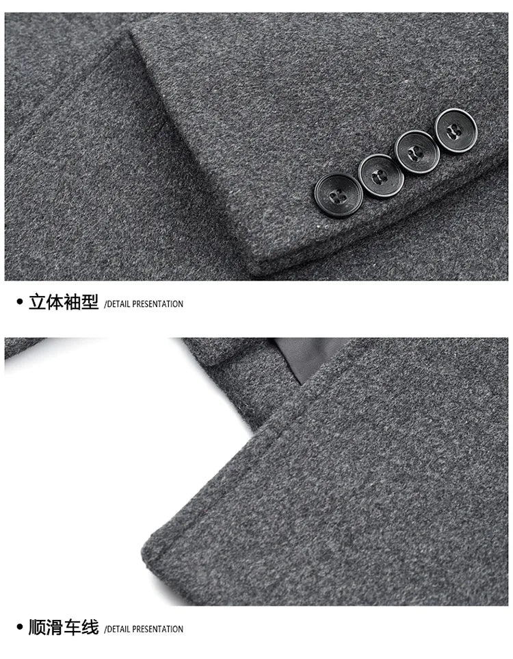 Abrigo de lana de invierno COMXZ 2025 para hombre, estilo retro, grueso, de cachemir, ropa urbana coreana, ligero, de lujo, con mezcla de lana.