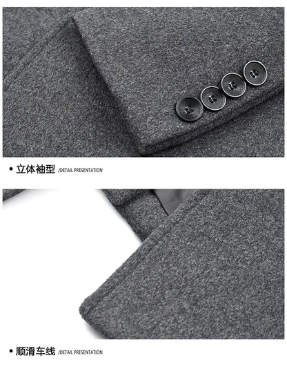 Abrigo de lana de invierno COMXZ 2025 para hombre, estilo retro, grueso, de cachemir, ropa urbana coreana, ligero, de lujo, con mezcla de lana.