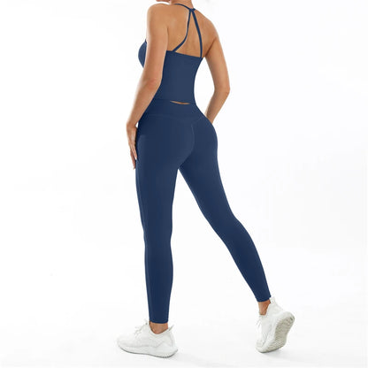 Conjunto deportivo Nude Feel Fitness para mujer, chándal sexy para yoga, ropa deportiva para gimnasio, leggings y ropa interior, ropa de entrenamiento para mujer
