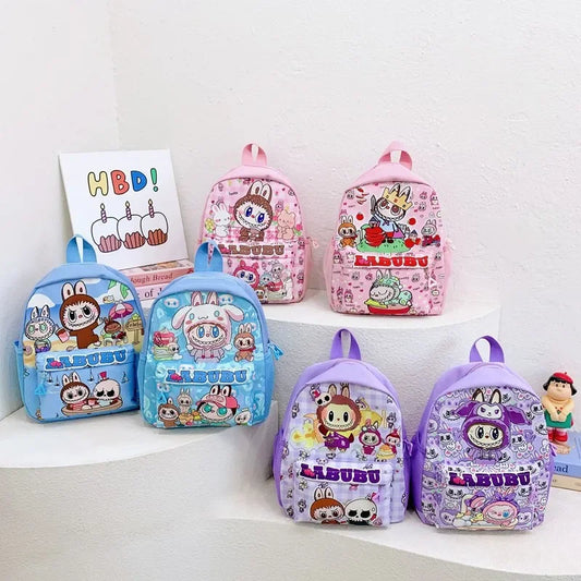 Mochila infantil de gran capacidad con dibujos animados, bonita mochila de nailon con doble hombro para estudiantes de primaria y jardín de infantes.