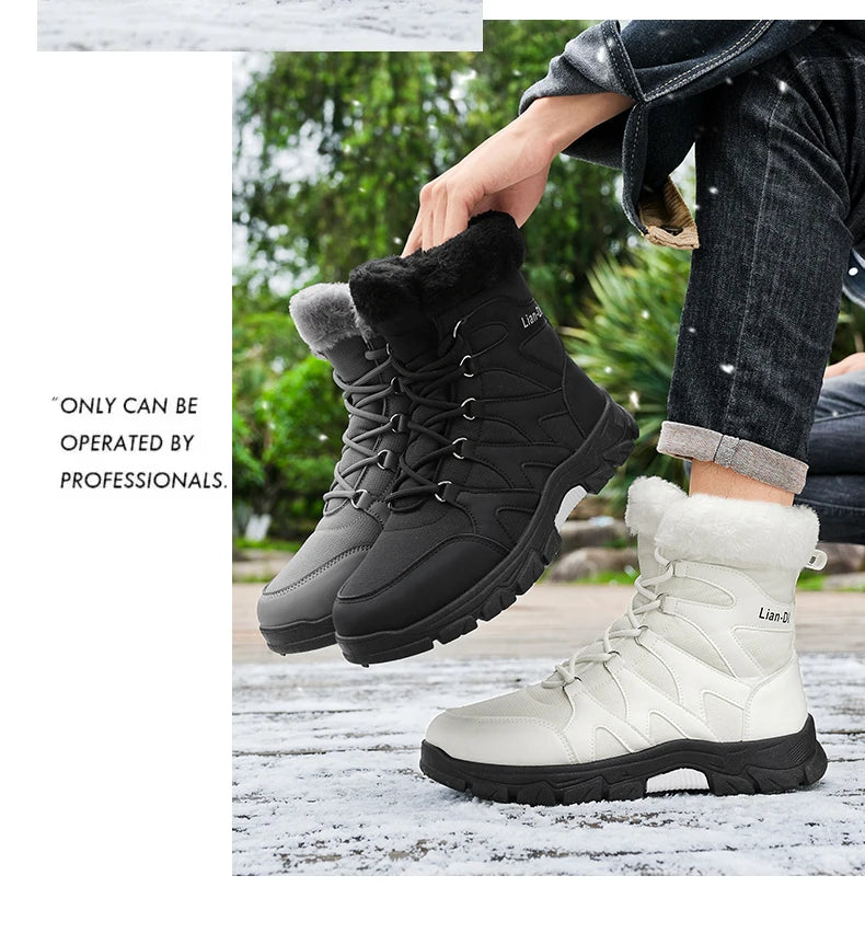 Nuevas botas de invierno para hombre, cálidas y afelpadas, hasta media pantorrilla, para exteriores, antideslizantes, impermeables, para nieve, zapatos de algodón a la moda para hombre.