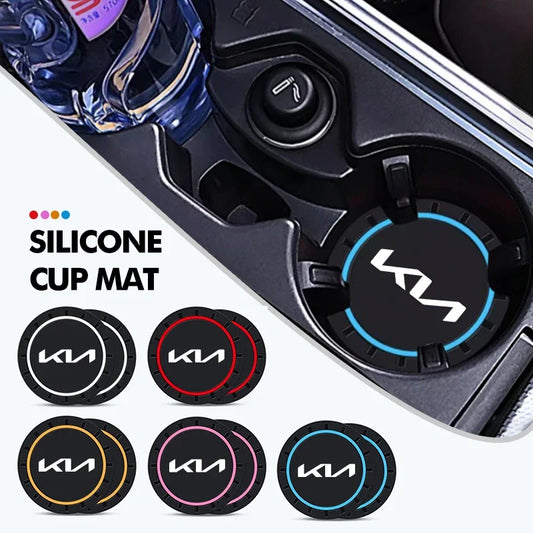 2 posavasos antideslizantes para coche, alfombrilla antipolvo, accesorios para KIA Stinger, Optima, Cerato, Soul, Venga, Forte, Spectra y Sedona.