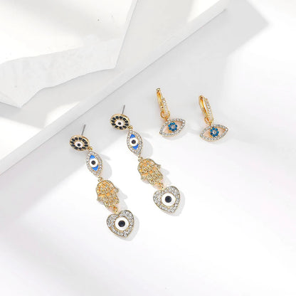 Pendientes de gota de ojo de demonio de cristal de moda euroamericana, joyería mística de ojo azul para mujer