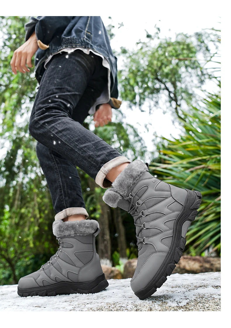 Nuevas botas de invierno para hombre, cálidas y afelpadas, hasta media pantorrilla, para exteriores, antideslizantes, impermeables, para nieve, zapatos de algodón a la moda para hombre.